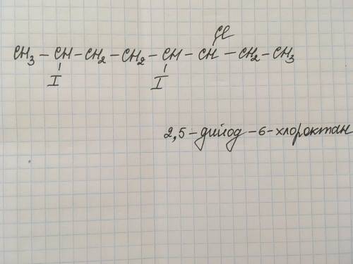 Составить структурную формулу 2,5-дийод-6 хлор октан