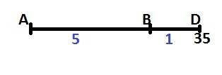 Известно что отрезок db в 5 раз меньше отрезка ad рисунок 22 найдите длину отрезка ab если a d равно