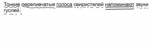 Разобрать предложение по составу тонкие переливчатые голоса свиристелей напоминают звуки гуслей