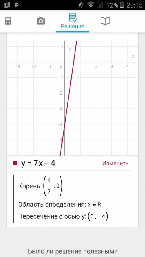 Решите ! постройте график линейной функции y=7x-4.