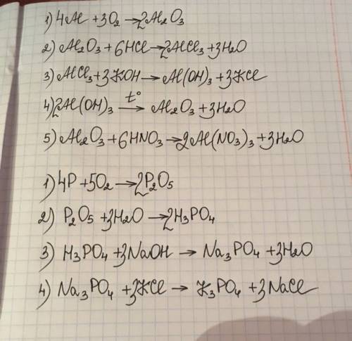 Напишите уравнения реакций, с который можно осуществить следующие превращения: 1) al -> al2o3 -&g