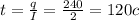 t = \frac{q}{I} = \frac{240}{2} = 120 c