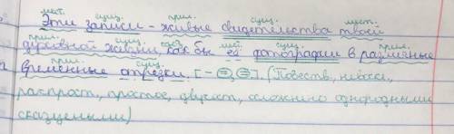 Разберите предложение синтаксически + схема и характеристика эти записи – живые свидетельства твоей