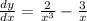 \frac{dy}{dx} = \frac{2}{x^3} - \frac{3}{x}