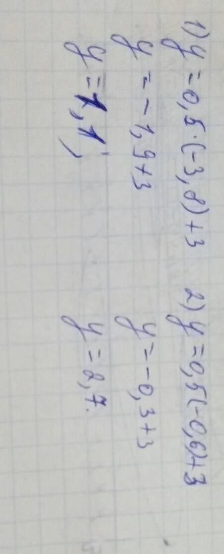 Y=0.5x+3 найдите значение функции если значение аргумента = -3; 8; -0.6