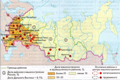 Установите в каких районах россии большая часть центров машиностроения.