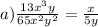 a) \frac{13 x^{3} y}{65 x^{2} y^{2} }= \frac{x}{5y}