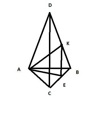 Dabc -правильный тетраэдр. точки к и e - середин ребер db и cb соответсвенно. постройте сечение тетр