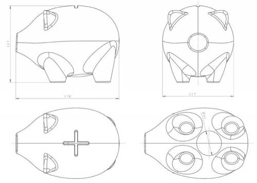 Скиньте технический рисунок,чертёж,эскиз копилки.