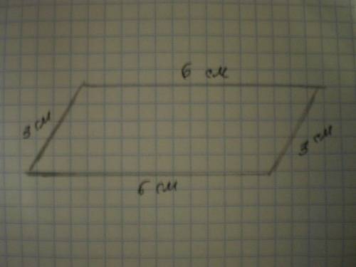 Две стороны параллелограмма равны 3 см и 6 см найдите периметр параллелограмма