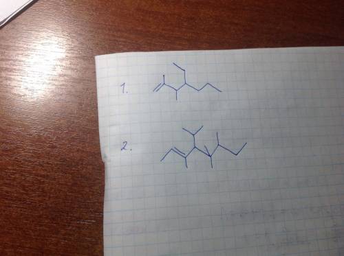 2,3-диметил-4-этилгептен-1 3,5,5,6-тетраметил-4-изопропилоктен-2 сокращённые структурные формулы
