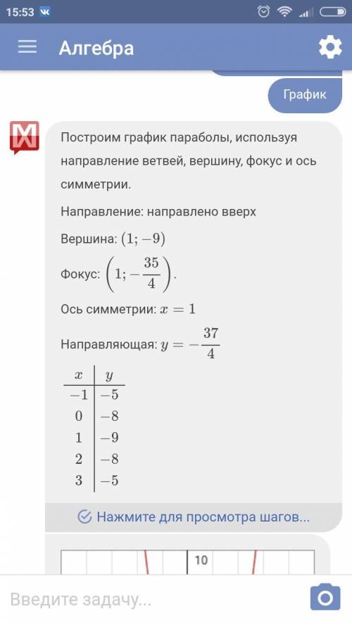 34б! 1! постройте график функции у=х^2-2x-8. найдите с графика: а) значение у при х=-1.5: б)значения