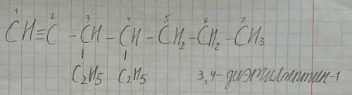 Составьте структурную формулу углеводородов ; диэтилгептин-1