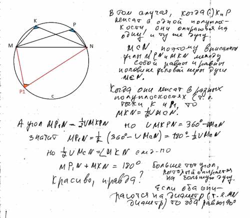 С! углы mnk и mpn вписаны в одну окружность. найдите градусную меру угла mkn, если угол mpn равен 40
