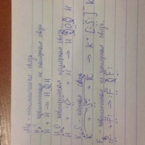 Составьте схему образования связи в каждой молекуле из 1 mg, h2, h2o, k2s, f2