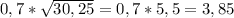 0,7* \sqrt{30,25}=0,7*5,5=3,85