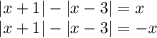 |x+1|-|x-3|=x \\ |x+1|-|x-3|=-x