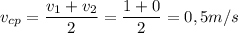 v_{cp}= \dfrac{v_1+v_2}{2}= \dfrac{1+0}{2}=0,5 m/s