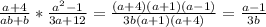 \frac{a+4}{ab+b} * \frac{a^{2}-1 }{3a+12} = \frac{(a+4)(a+1)(a-1)}{3b(a+1)(a+4)}=\frac{a-1}{3b}