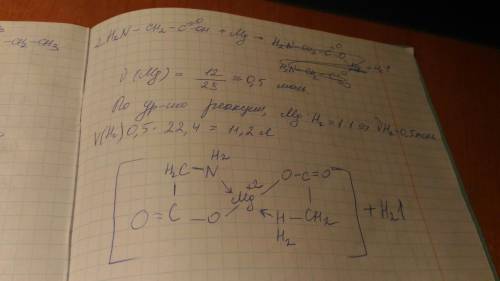 )15 определите объем водорода, выделяющегося при взаимодействии аминоэтановой кислоты с магнием масс