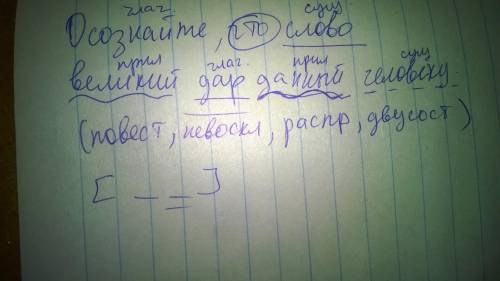 1)осознаете, что слово великий дар данный человеку. произведите полный синтаксический разбор этого п