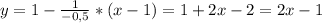 y=1- \frac{1}{-0,5} *(x-1)=1+2x-2=2x-1