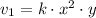 v_{1} = k \cdot x^{2} \cdot y