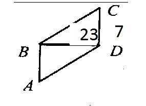 Найдите площадь параллелограмма, у которого диагональ, равная 23 см, перпендикулярна стороне паралле