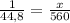 \frac{1л}{44,8л} = \frac{x}{560}