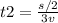 t2=\frac{s/2}{3v}