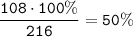 \tt \dfrac{108\cdot100\%}{216}=50\%