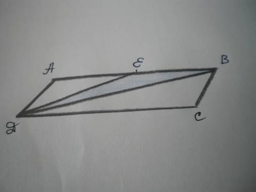 Площадь параллелограмма abcd равна 14 точка е середина сторон ab найдите площадь треугольника deb