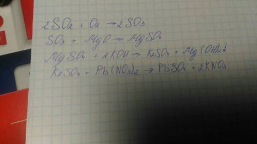 Здійснити схему перетворень so2--so3--mgso4--k2so4--pbso4