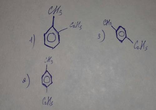 Составить три вида изомеров метил-этилбензола