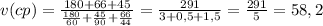 v(cp)= \frac{180+66+45}{ \frac{180}{60} + \frac{45}{90} + \frac{66}{44} } = \frac{291}{3+0,5+1,5}= \frac{291}{5}=58,2