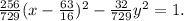 \frac{256}{729} (x- \frac{63}{16} )^2- \frac{32}{729}y^2=1.