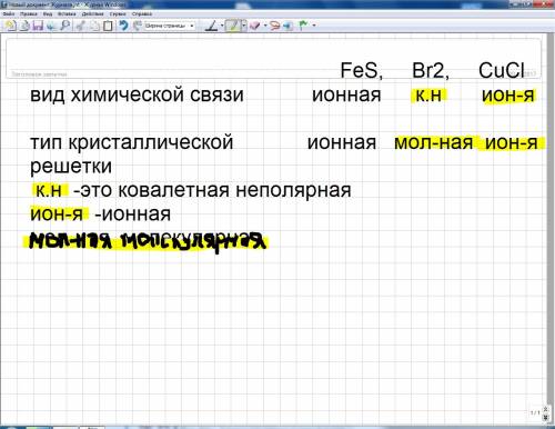 Определить вид связи и тип кристаллической решетки : fes, br2, cucl