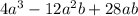 4 a^{3} -12 a^{2} b+28ab