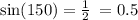 \sin(150) = \frac{1}{2} \: = 0.5