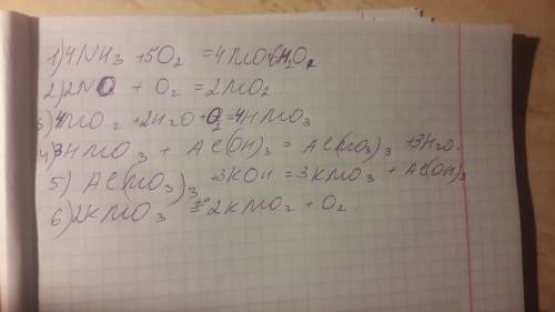 20 решите цепочку уравнения nh3-no-no2-hno3(-al(no3)3)-kno3-kno2;