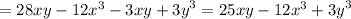 = 28xy - 12x ^{3} - 3xy + {3y}^{3} = 25xy - 12x ^{3} + {3y}^{3}