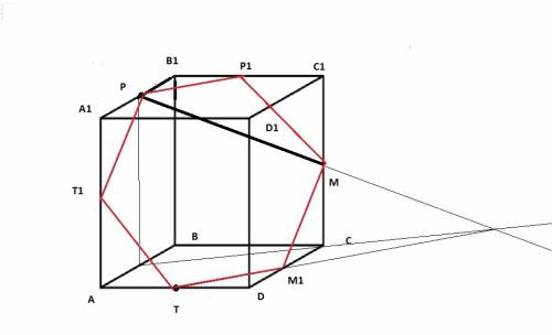 Дан куб abcda1b1c1d1 со стороной 8 см.точка р принадлежит a1b1, m принадлежит сс1, т принадлежит аd.