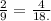 \frac{2}{9} = \frac{4}{18.}