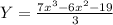 Y= \frac{7x^3-6x^2-19}{3}