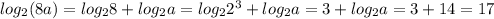 log_2(8a)=log_28+log_2a=log_22^3+log_2a=3+log_2a=3+14=17