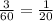 \frac{3}{60} = \frac{1}{20}