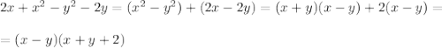 2x+x^2-y^2-2y=(x^2-y^2)+(2x-2y)=(x+y)(x-y)+2(x-y)=\\\\=(x-y)(x+y+2)