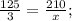 \frac{125}{3}= \frac{210}{x} ;