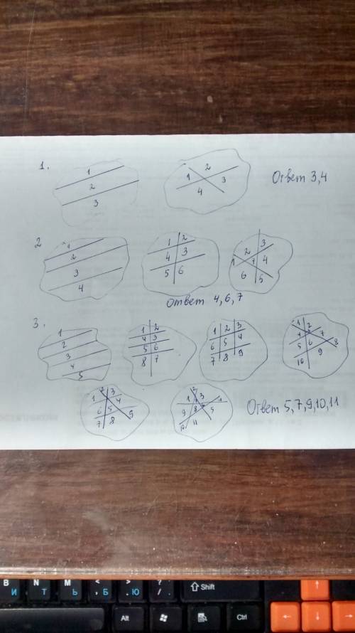 ответьте рассмотри и определи все возможные случаи, на сколько частей плоскость делят в ней располож
