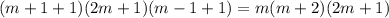 (m+1+1)(2m+1)(m-1+1)=m(m+2)(2m+1)